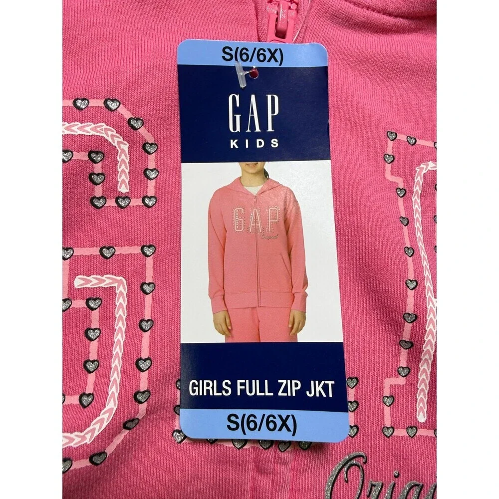 Gap Friendship Bracelet Design Full Zip Hoodie Girls Small (6/6X) Pink Preppy